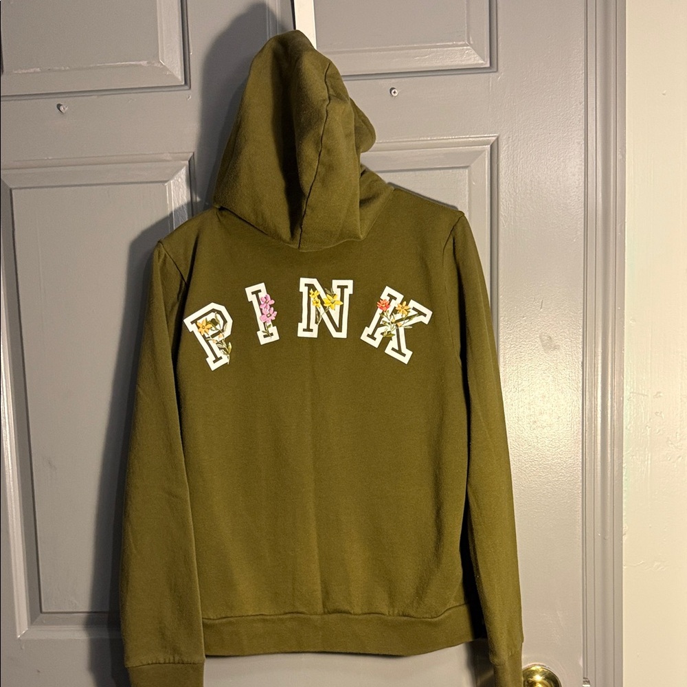 PINK Victoria's Secret woman’s Olive Hoodie Jacket - Picture 4 of 8